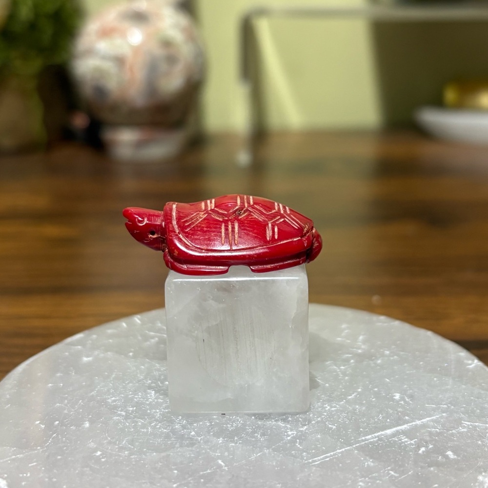 Cinnabar turtle carving - Picture 2 of 3